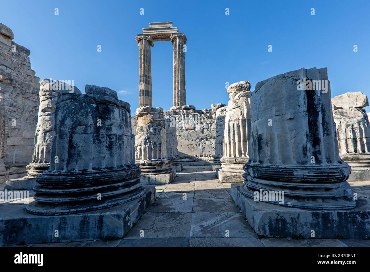 Ruinen des Apollo-Tempels in Didyma, Aydin, Türkei Stockfoto