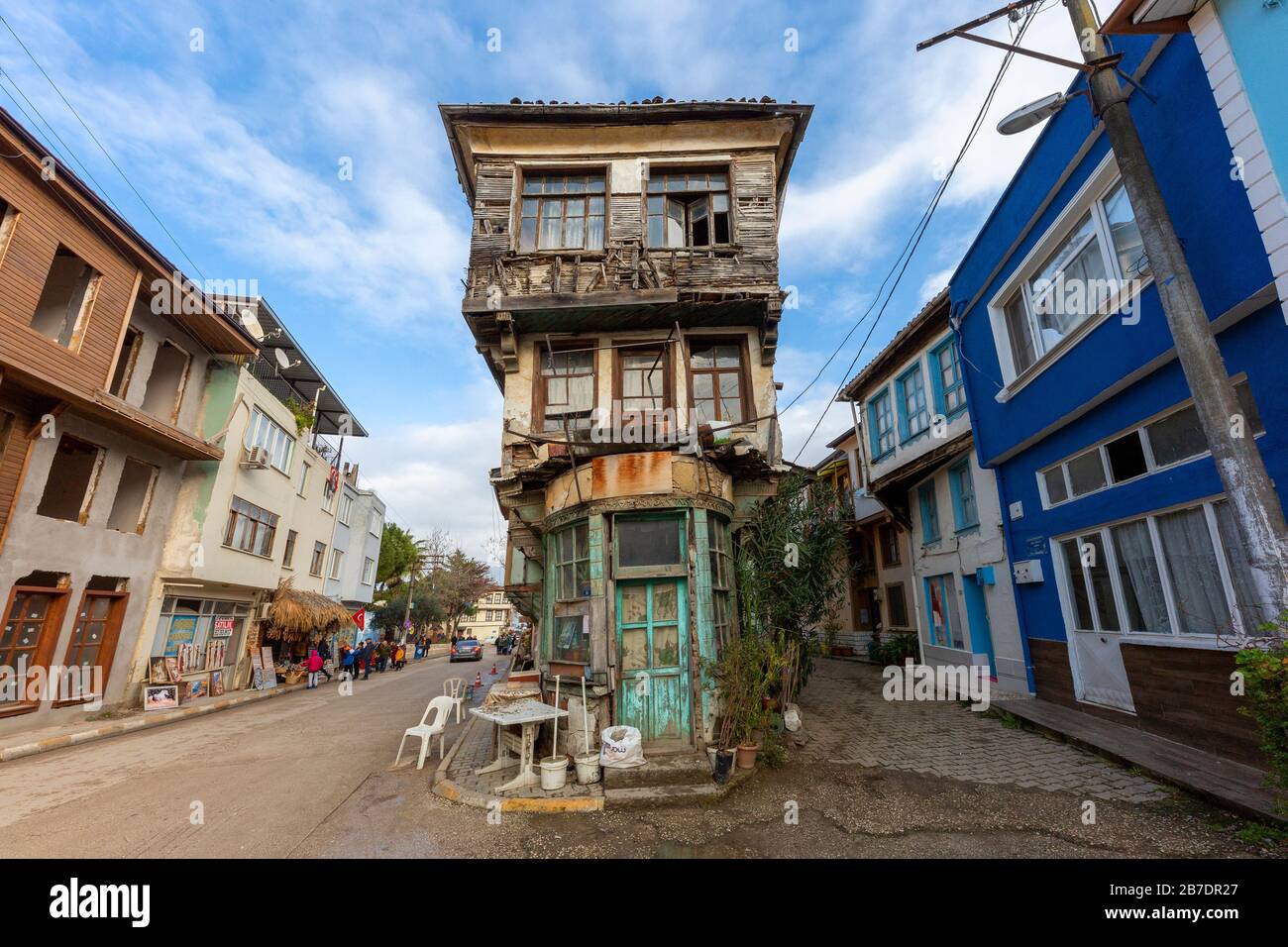 Historische Häuser in der Stadt Trilye, Türkei Stockfoto