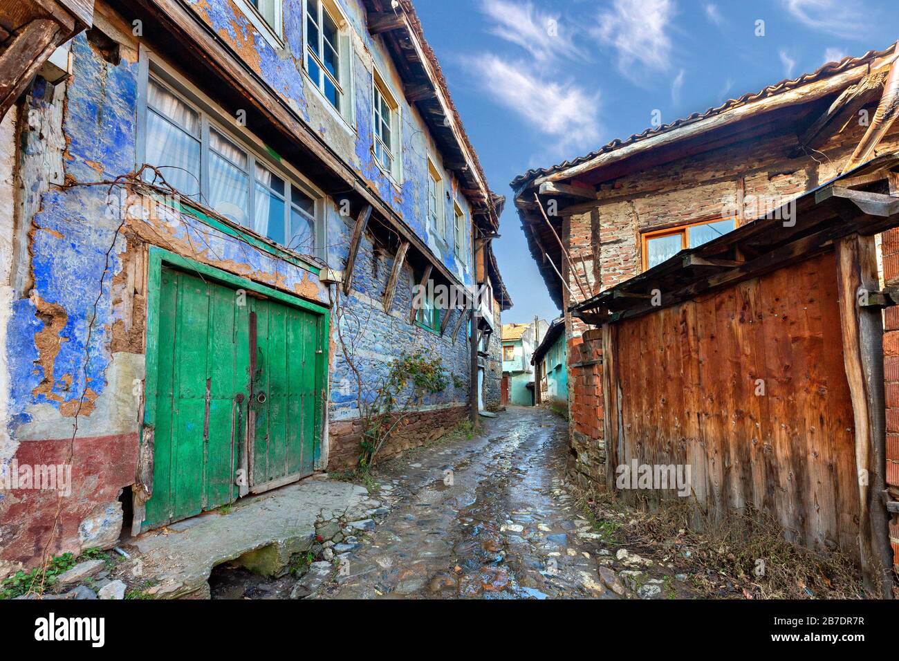 Alte Häuser im Dorf Cumalikizik, Bursa, Türkei Stockfoto