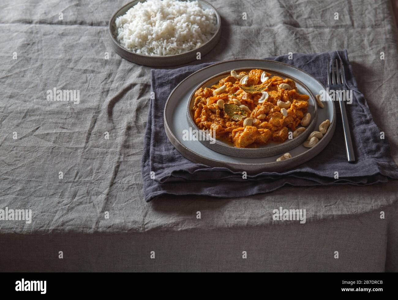 Tradischional Indian Food Lamb Korma mit Kaschew. Stockfoto