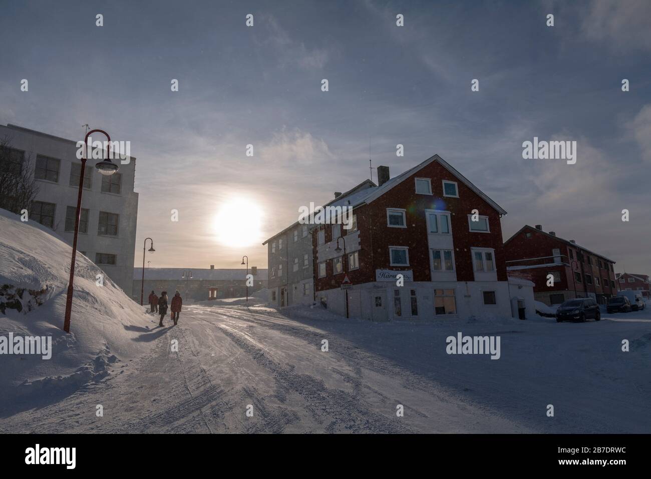 Schneeflauge in Honningsvag, Norwegen. Stockfoto