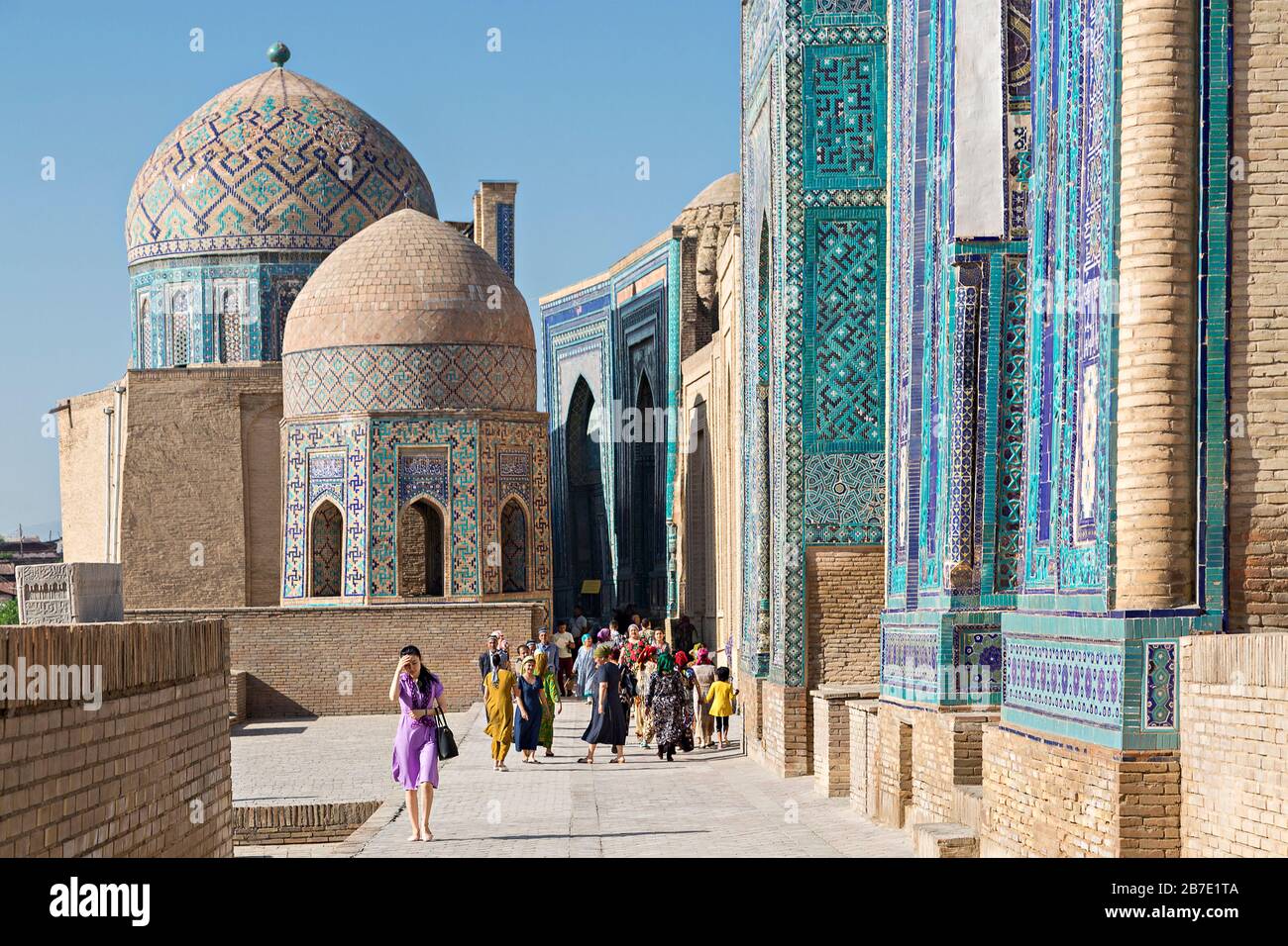 Historische Nekropole von Shakhi Zinda, Samarkand, Usbekistan Stockfoto
