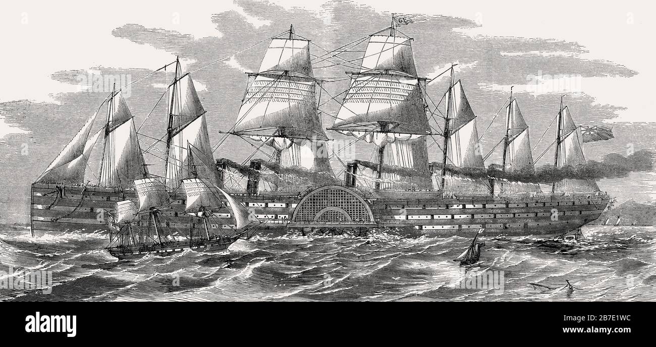 SS Great Eastern, ein eisernes Segeldampfschiff, 1857 Stockfoto