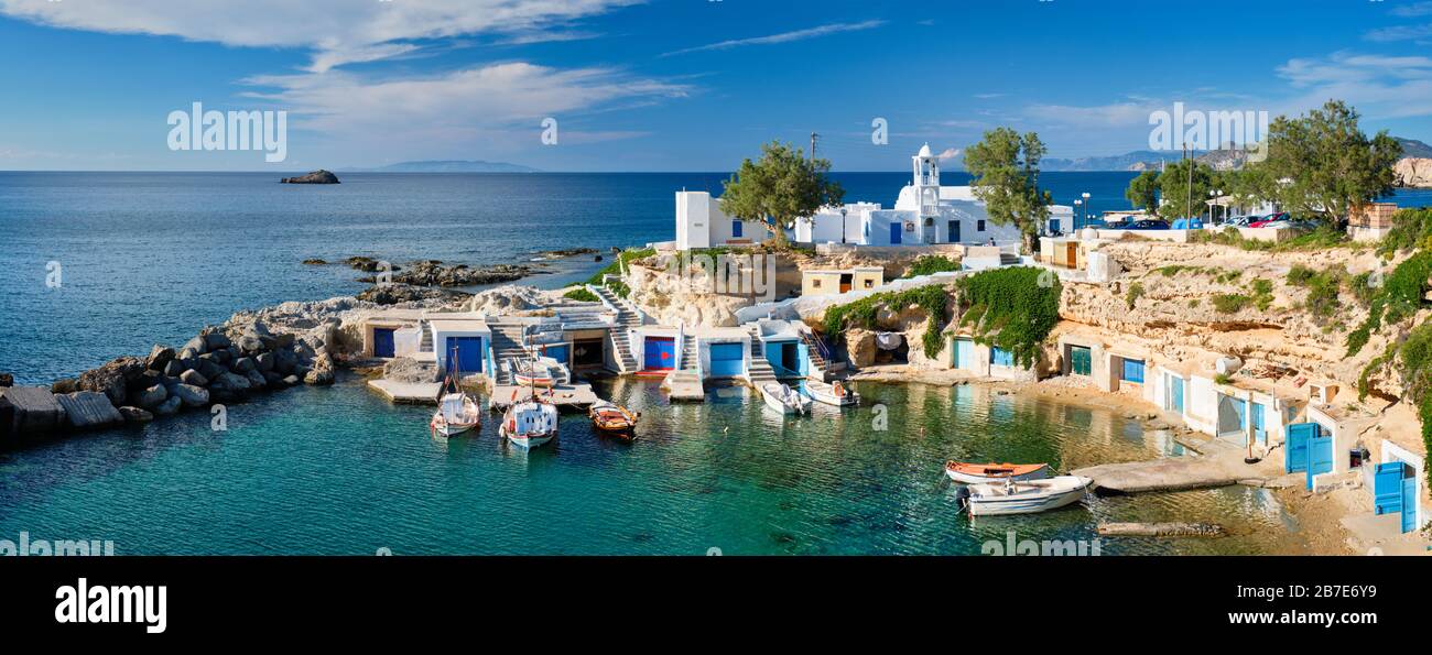 Mandrakia Dorf auf der Insel Milos, Griechenland Stockfoto