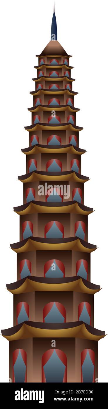 Symbol für den Vietnam-Turm. Cartoon des Vektor-Symbols des Vietnam-Turms für Webdesign isoliert auf weißem Hintergrund Stock Vektor