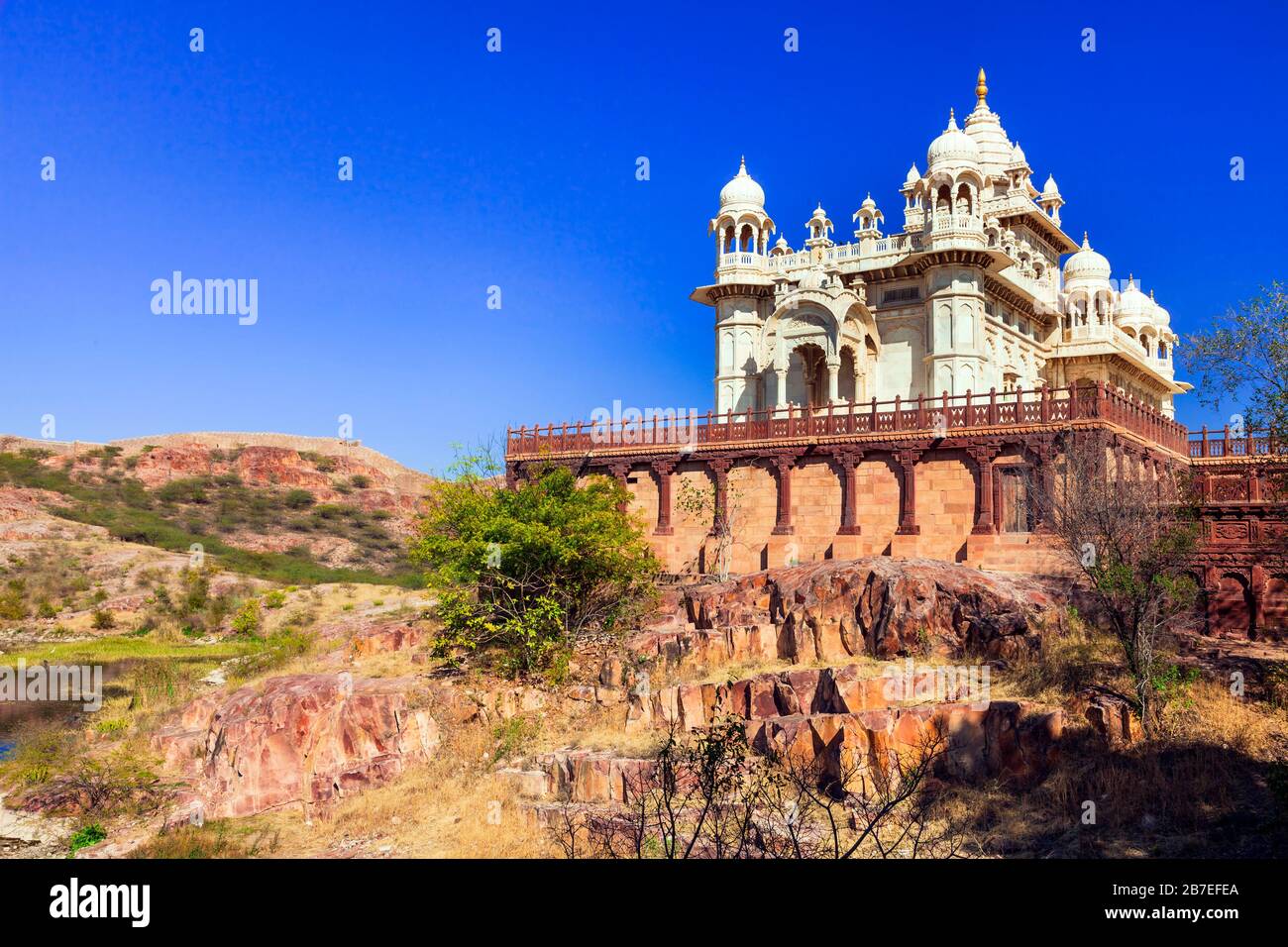 Wahrzeichen Indiens, altes Massoleum in Jodhpur.Rajasthan. Stockfoto