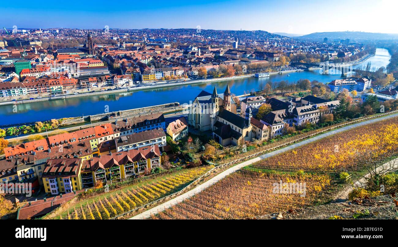 Beeindruckende Würzburger Stadt, Panoramaaussicht, Bayern, Deutschland. Stockfoto
