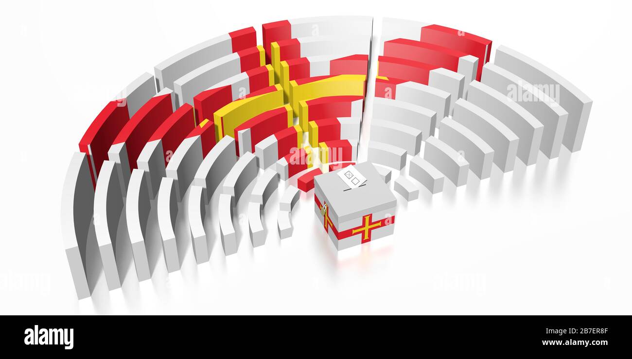 Parlamentswahl in Guernsey - 3D-Rendering Stockfoto