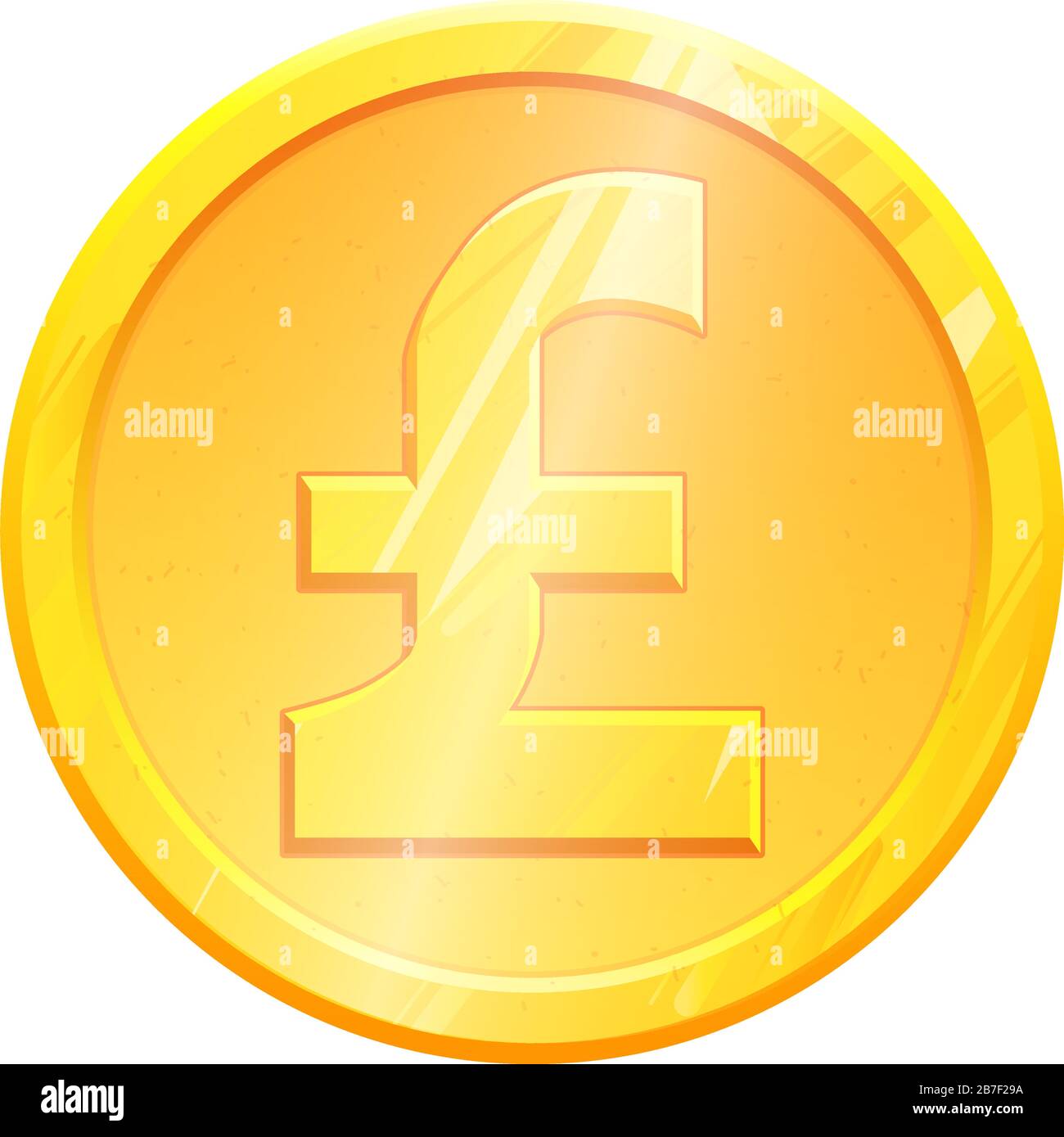 GBP-Symbol für Goldpfund-Sterling-Münzen auf weißem Hintergrund. Finanzierungskonzept. Abbildung: Exchange United Kingdom Currency Money Banking. Gewinn aus dem Geschäftsergebnis. Finanzzeichenvektor. Stock Vektor