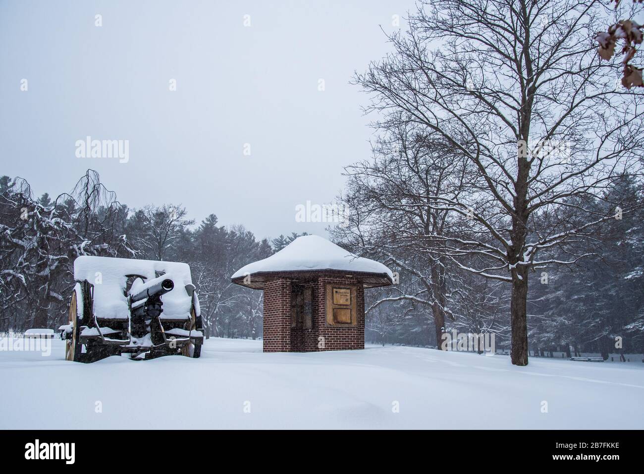 Greeley Park nach dem Schneesturm in Nashua New Hampshire USA Stockfoto