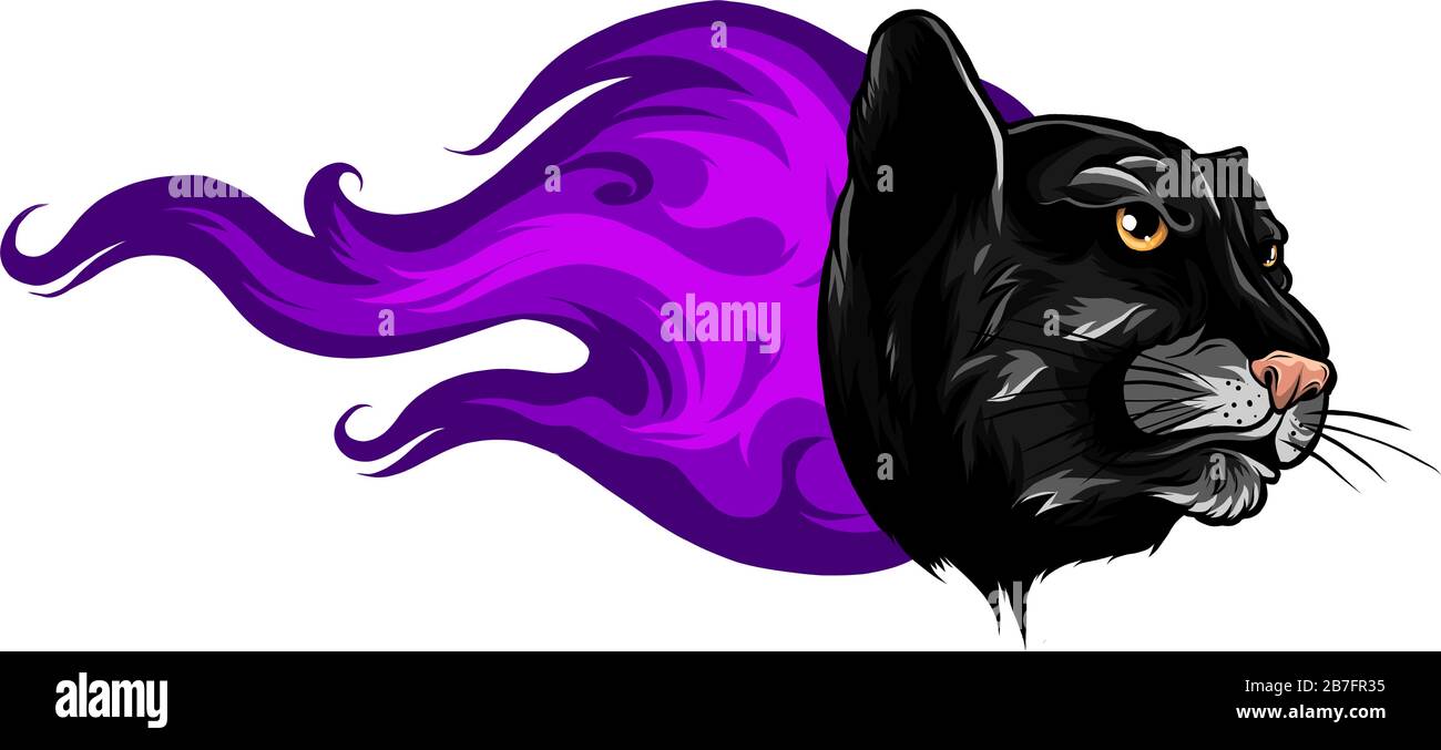 Black Panther greifen in Brand und Flammen an Vector Tattoo Stock Vektor