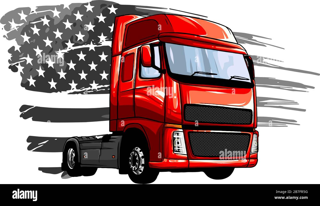 Cartoon Semi-Truck. Vektor Illustration Design Art Stock Vektor