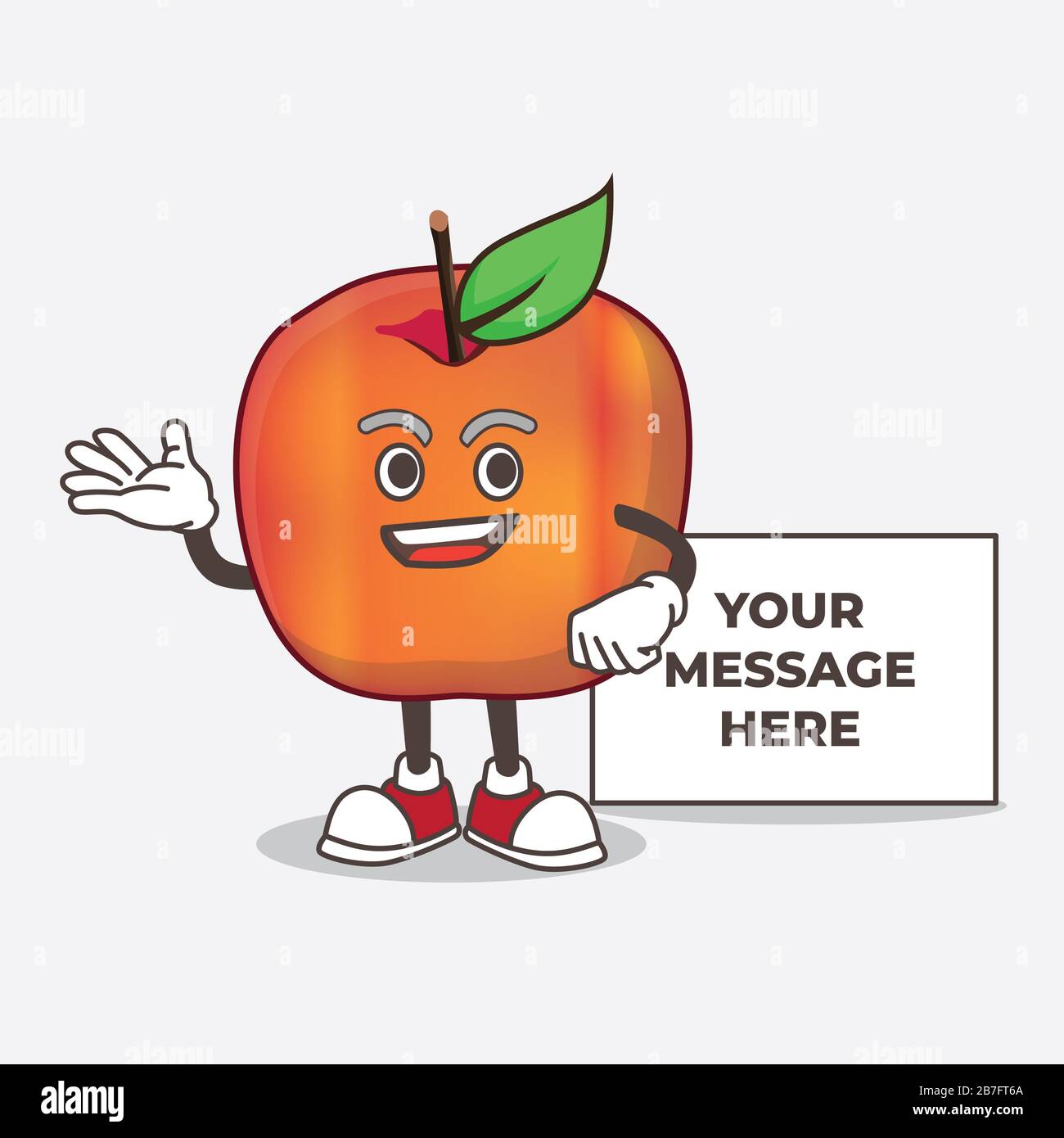 Ein Bild von Honeycrisp Apple Cartoon Maskottchen mit Whiteboard Stockfoto