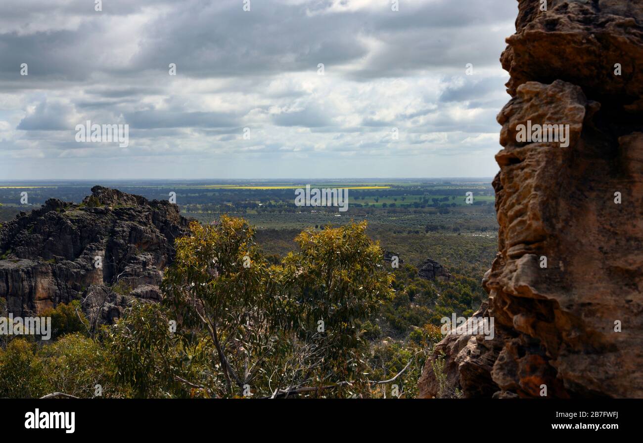 Blick vom Hollow Mountain. Der Grampions National Park, Victoria, Australien. Stockfoto