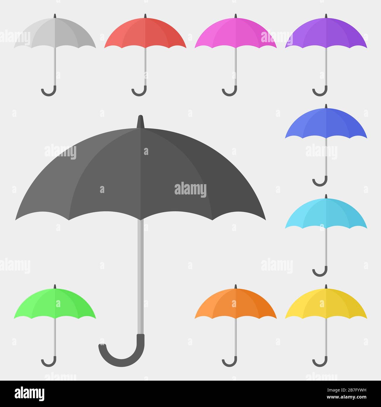 Mehrfarbiges Regenschirm-Symbol-Set Stock Vektor