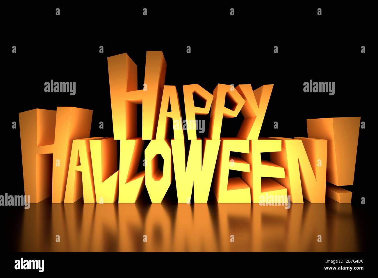 Fröhlicher Halloween-Text auf schwarzem Hintergrund Stockfoto