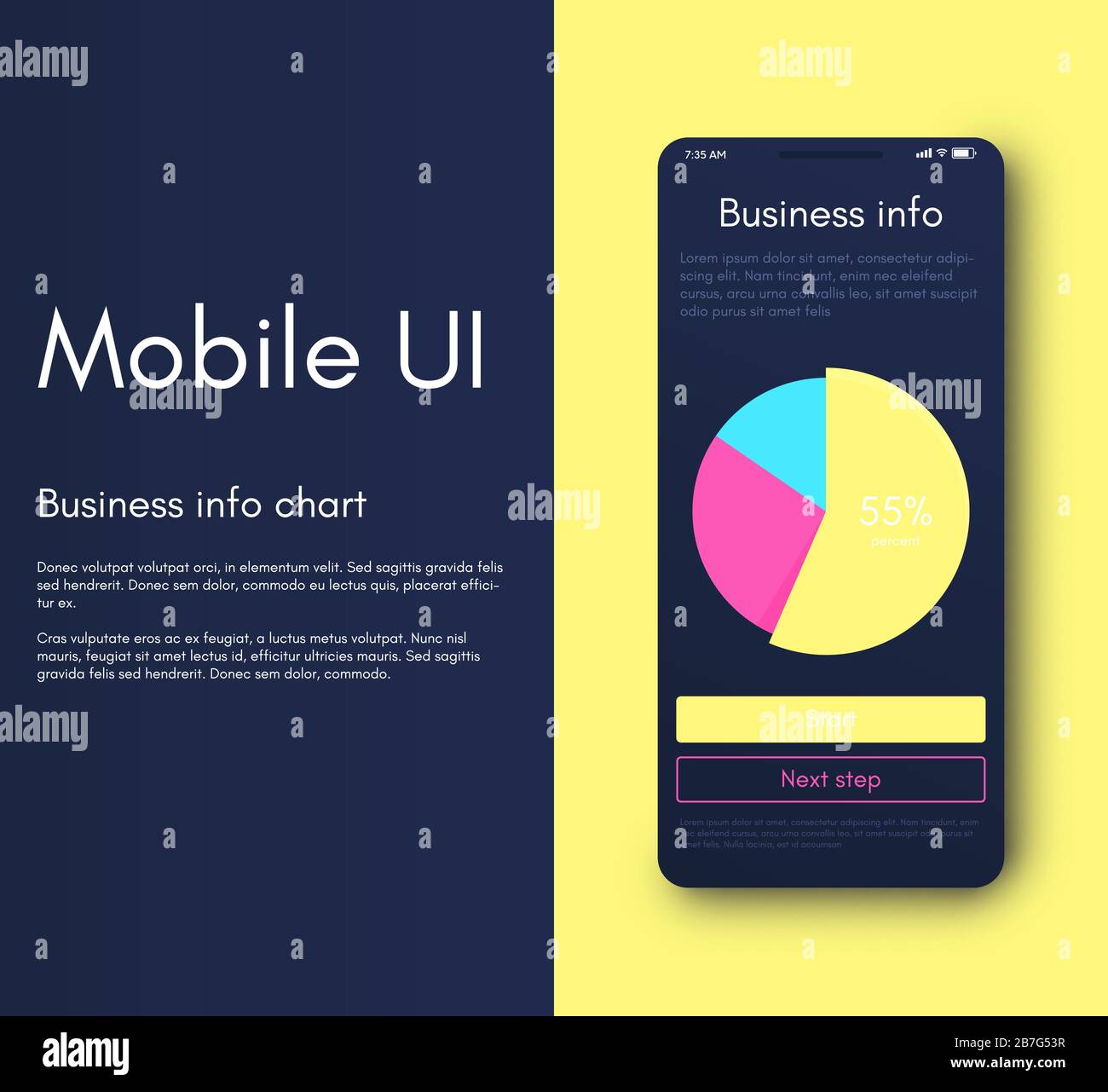 Infografieschnittstelle für mobile Anwendungen. UI-Design, Vektorgrafiken. Infografiken für Web- und Mobilanwendungen Stock Vektor