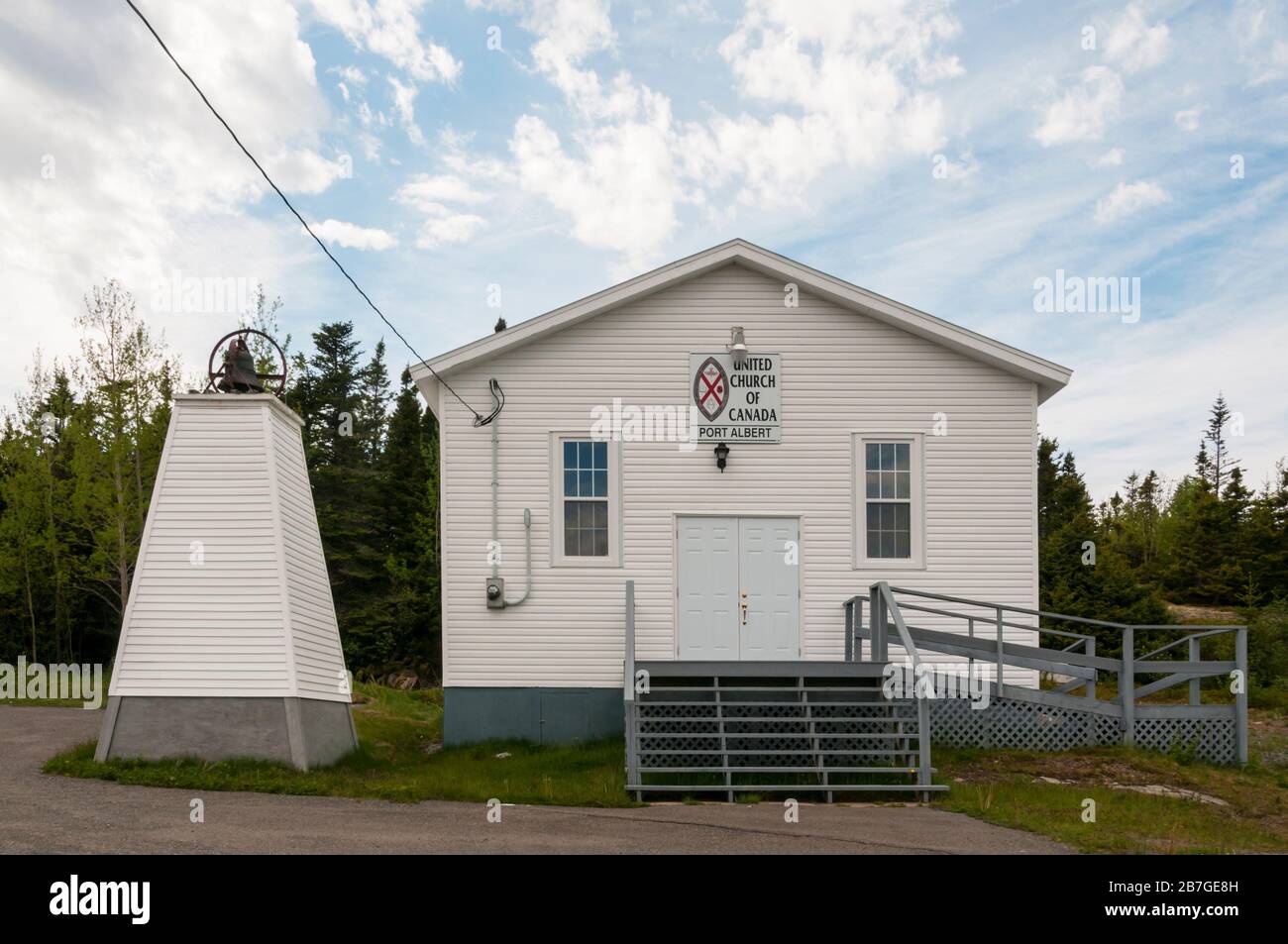 Das Kirchengebäude der United Church of Canada in Port Albert in Neufundland. Stockfoto