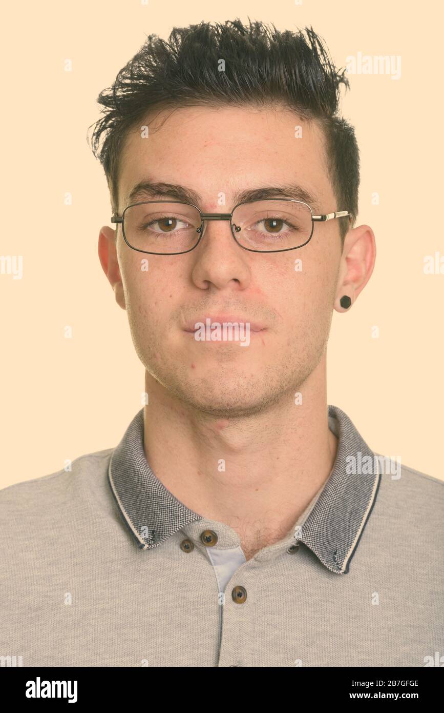 Gesicht des jungen Mannes, Brillen tragen Stockfoto