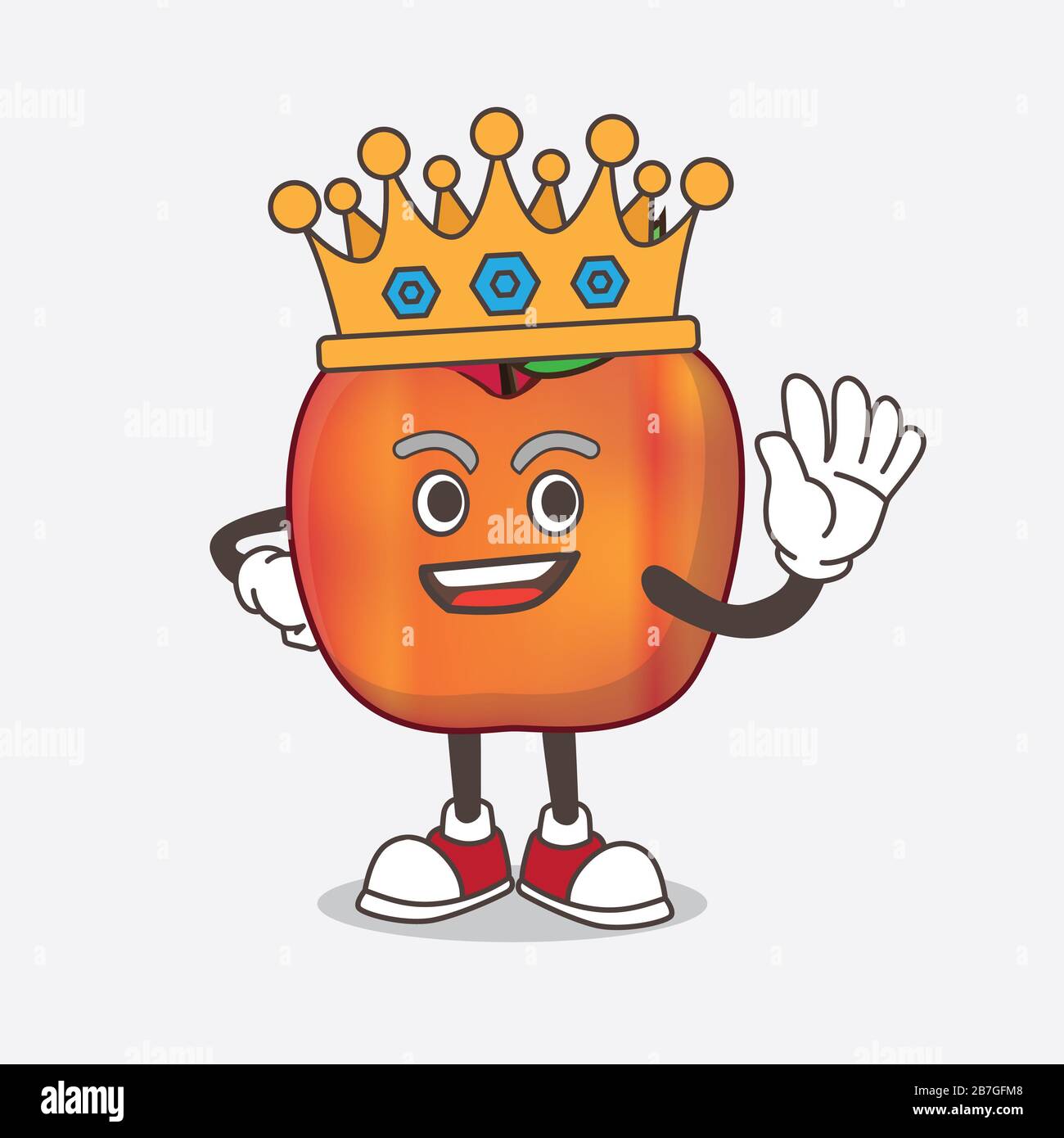 Ein Bild der Honeycrisp Apple Cartoon Maskottchen-Figur stilisiert von King auf Cartoon-Maskottchen-Design Stockfoto