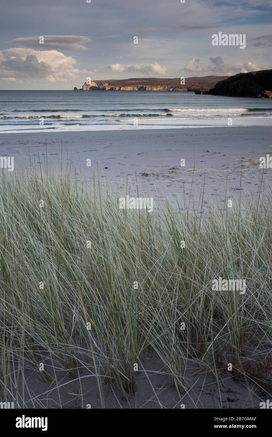 Küstenlandschaft bei Faraid Head, Balnakeil Bay und Sango Bay, Durness, Sutherland, Schottland, Großbritannien Stockfoto