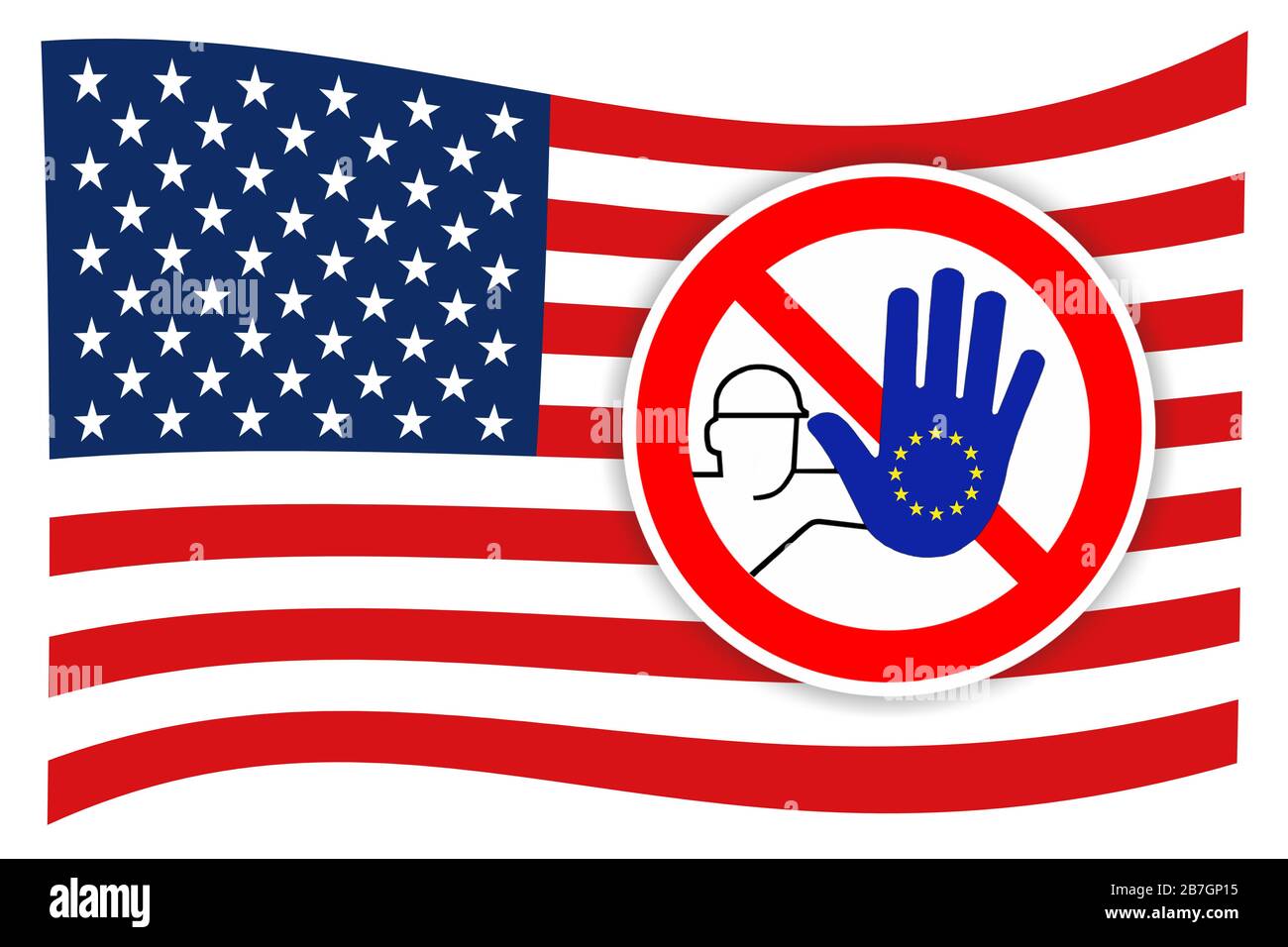 Halt! Ein- und Einfuhrverbot für die Europäische Union Stockfoto
