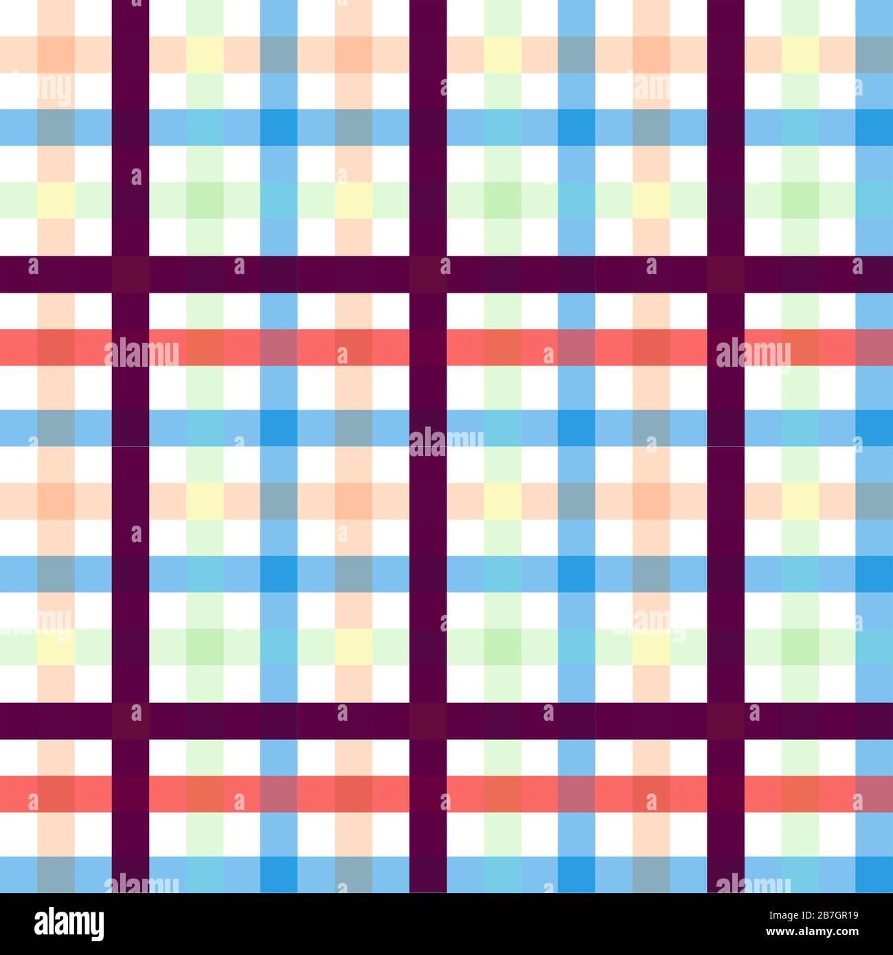 Farbenfrohes Karomuster mit Pflaster. Nahtloser Gewebetexturdruck für Textil. Modedruck. - Abbildung Stockfoto