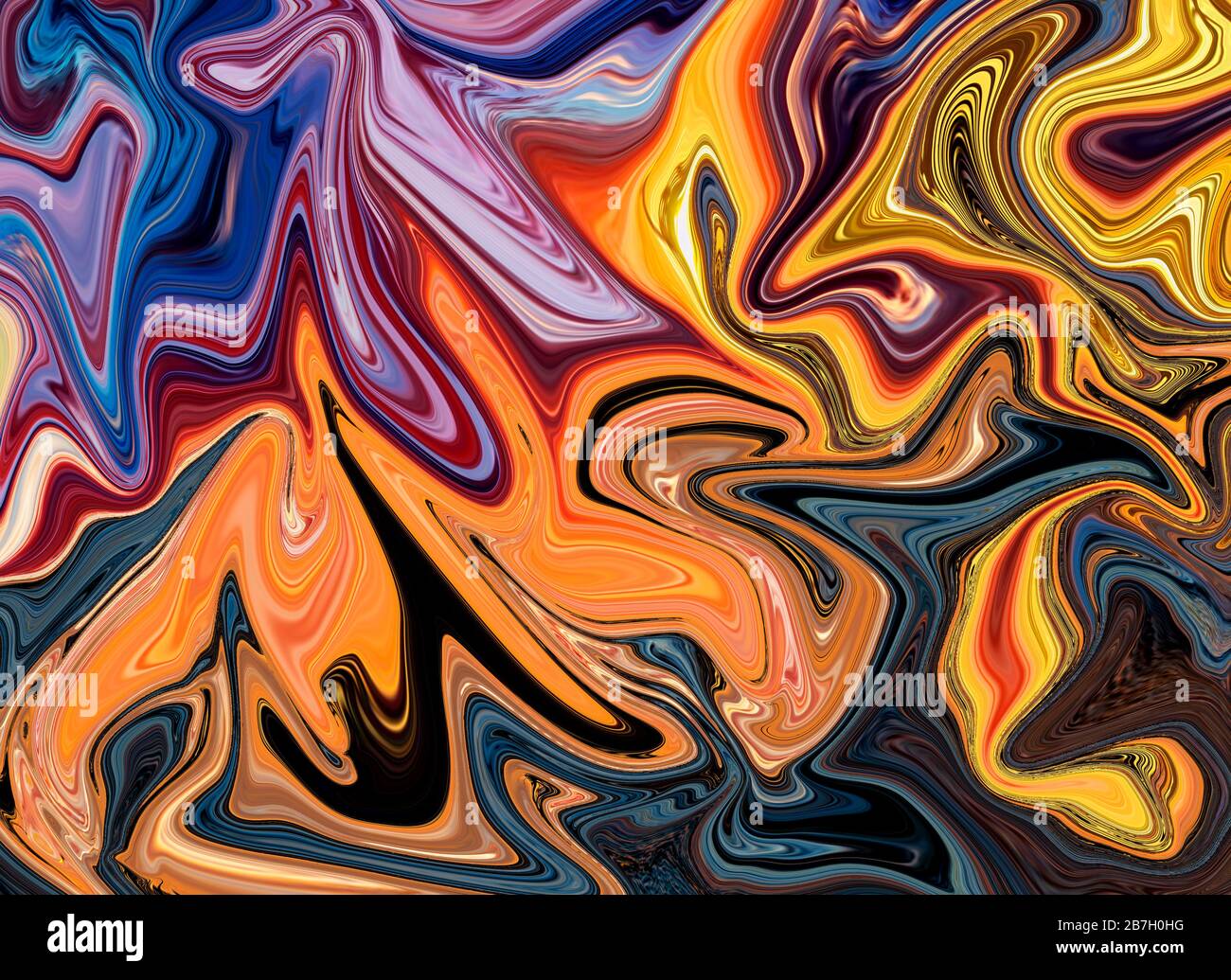Abstrakter, Bunt-Psychedelischer Hintergrund. Flüssige, bunte Textur in der digitalen Kunst Stockfoto