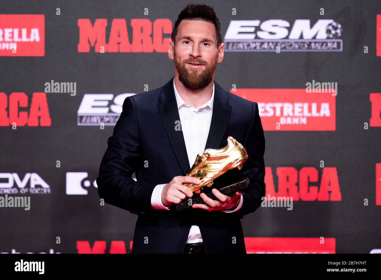 BARCELONA, SPANIEN - 16. OKTOBER: Leo Messi beim Golden Boot Trophäe Ceremony Award in Antiga Fabrica Estrella Damm am 16. Oktober 2019 in Barcelon Stockfoto