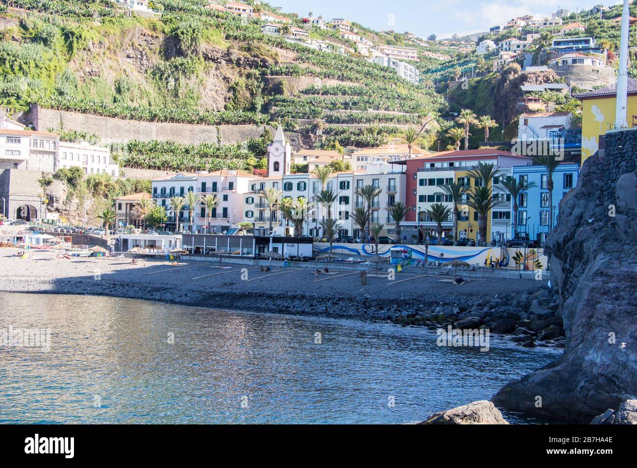 Stadtbild von Ribeira brava auf der Insel madeira, portugal. Stockfoto