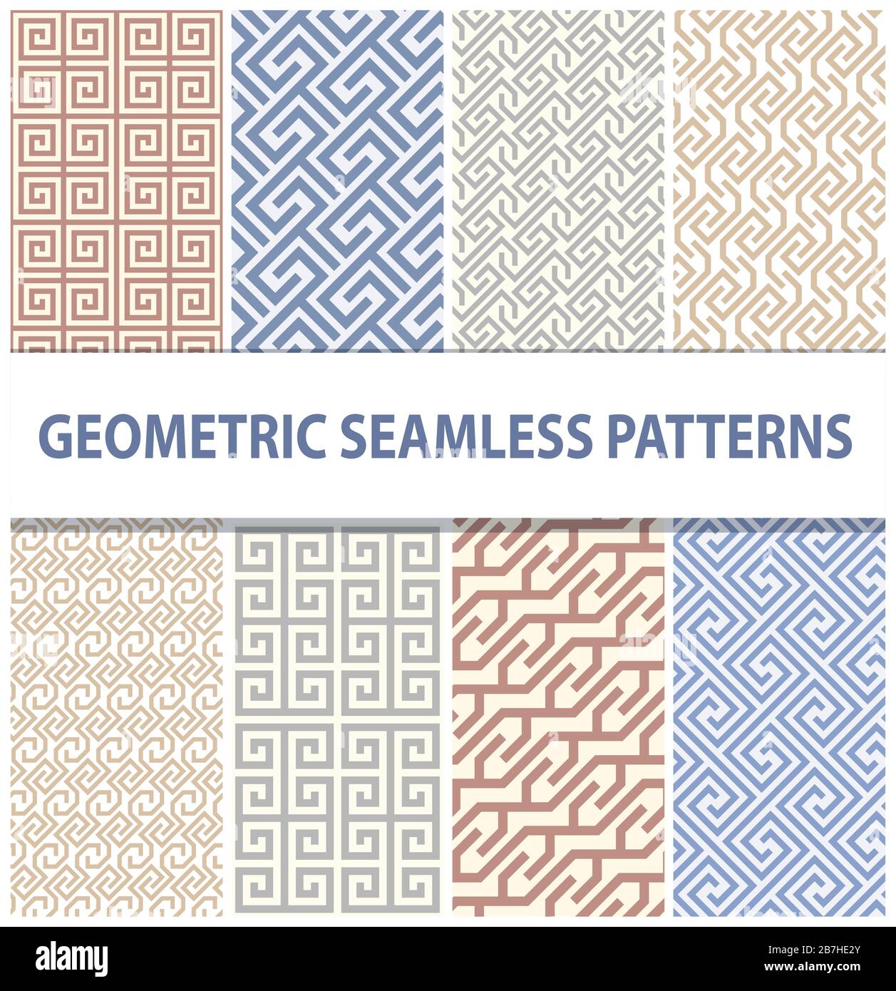 Satz dekorativer abstrakter geometrischer nahtloser Muster. Traditionell orientalischer Zierhintergrund. Vektorgrafiken. Stock Vektor