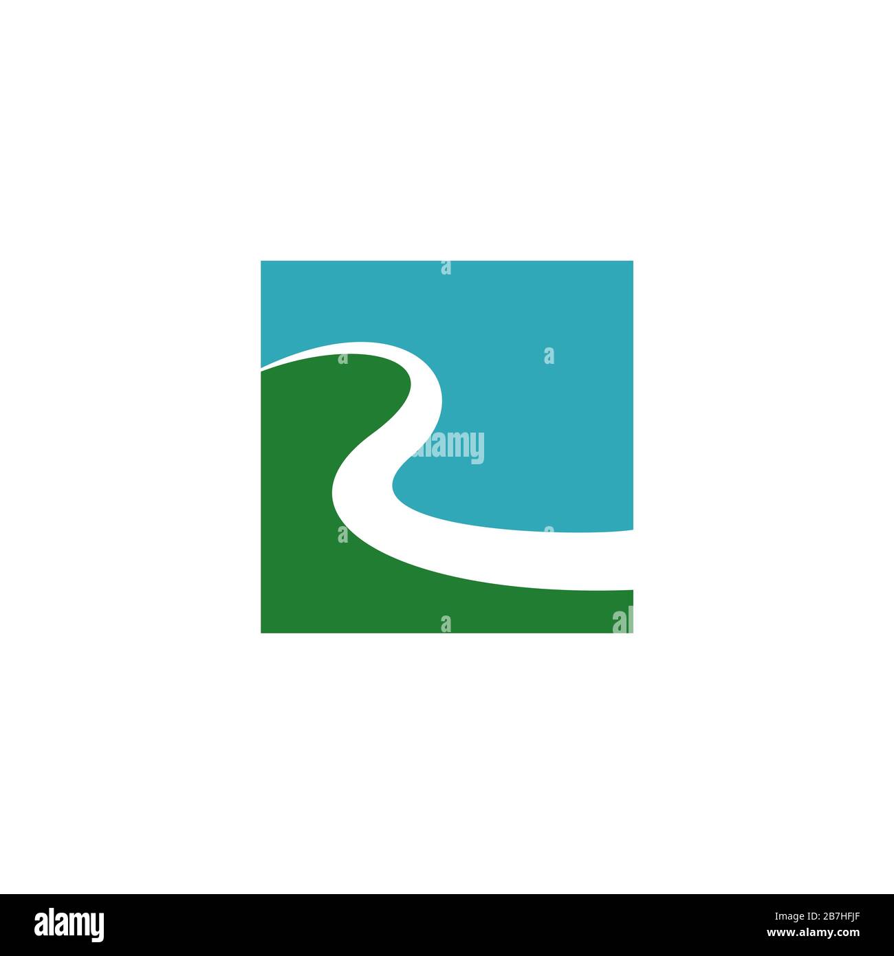 R Letter Swoosh River Shape Vector Illustration Logo Illustration Design. Vektor EPS 10. Stockfoto