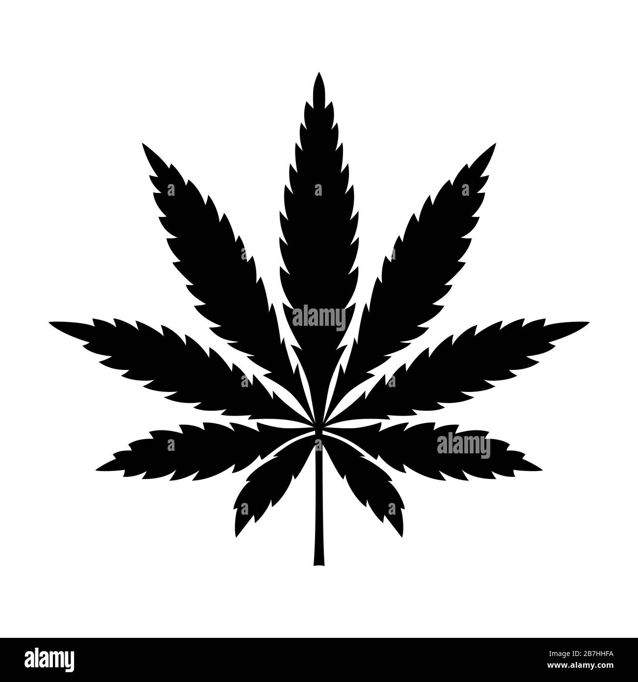 Marihuanablatt- oder Cannabisblättrige Unkrautsymbol isoliert auf weißem Hintergrund Stock Vektor