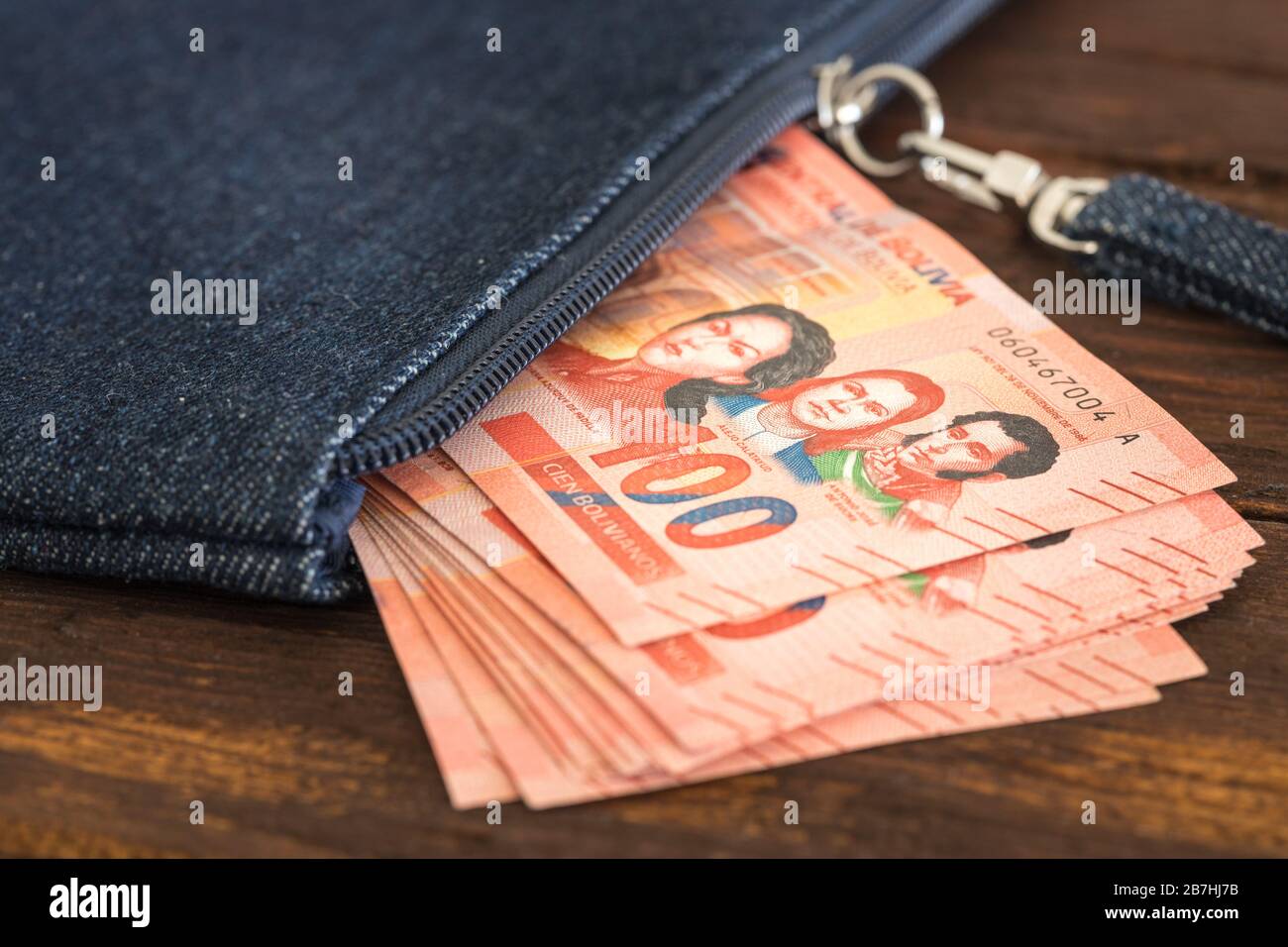 Bolivianisches Geld/Boliviano Stockfoto