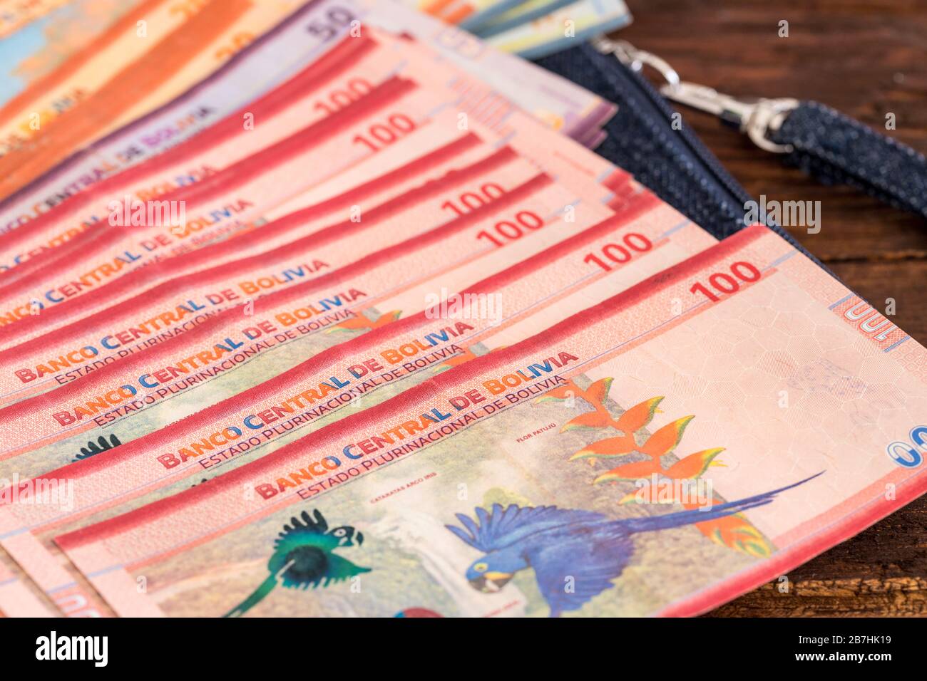Bolivianisches Geld/Boliviano Stockfoto