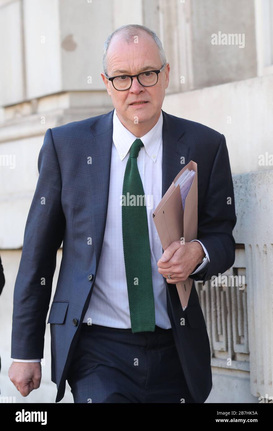 Chief Scientific Adviser Sir Patrick Vallance trifft im Cabinet Office, Whitehall, London, zu einem Treffen des Notfallkomitees der Regierung Cobra ein, um Coronavirus zu diskutieren. Stockfoto