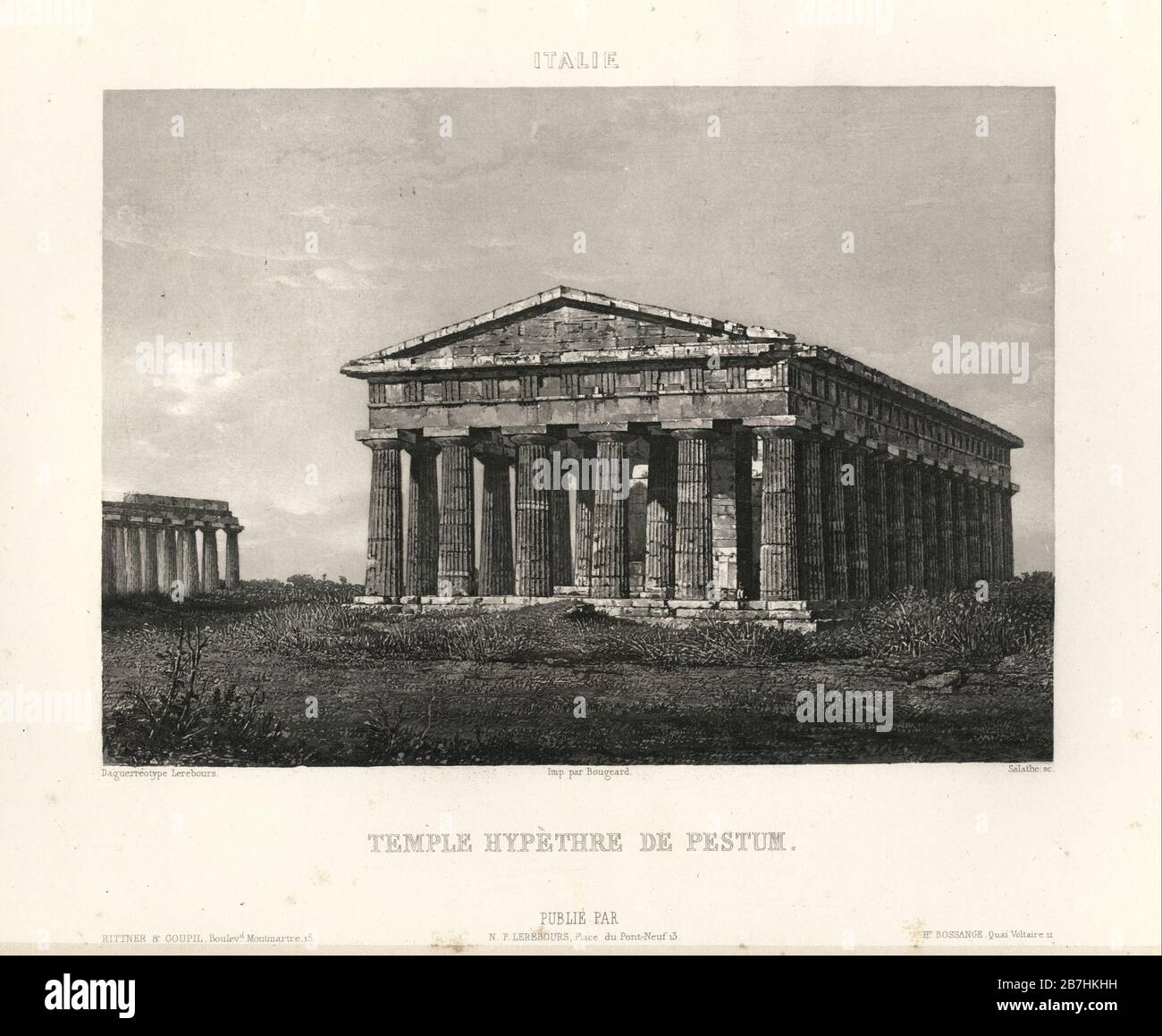 Tempel Hypethre de Pestum, bei Ausflügen Daguerriennes, im Jahre 1842 Stockfoto