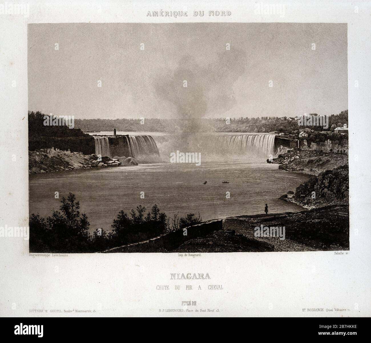 H.L. Pattinson/Frederic Salathe - Chute du Fer a Cheval, Niagara, im Jahr 1842 Stockfoto