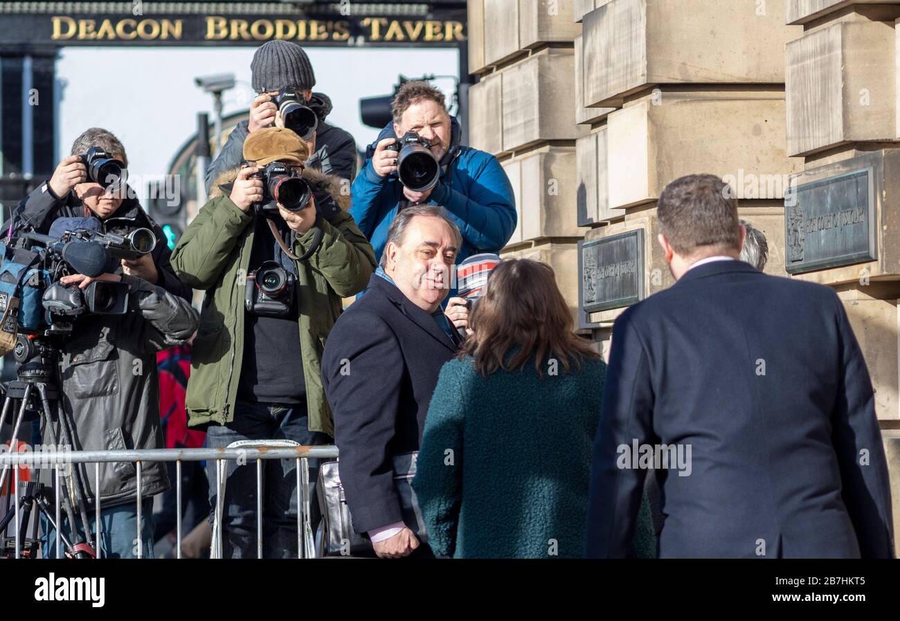 Edinburgh, Schottland, Großbritannien. März 2020. Alex Salmond erscheint am sechsten Tag seines Prozesses am High Court in Edinburgh. Stockfoto