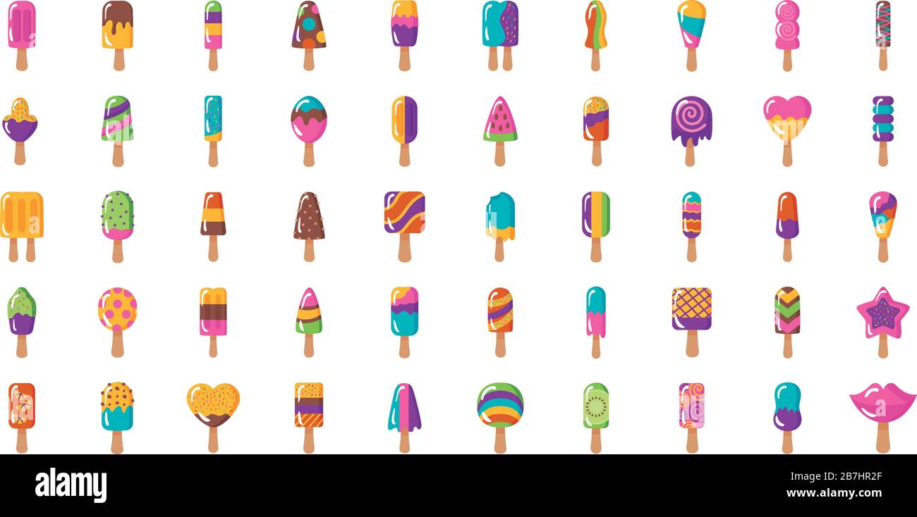 Set Icons für Eiscremes Stock Vektor