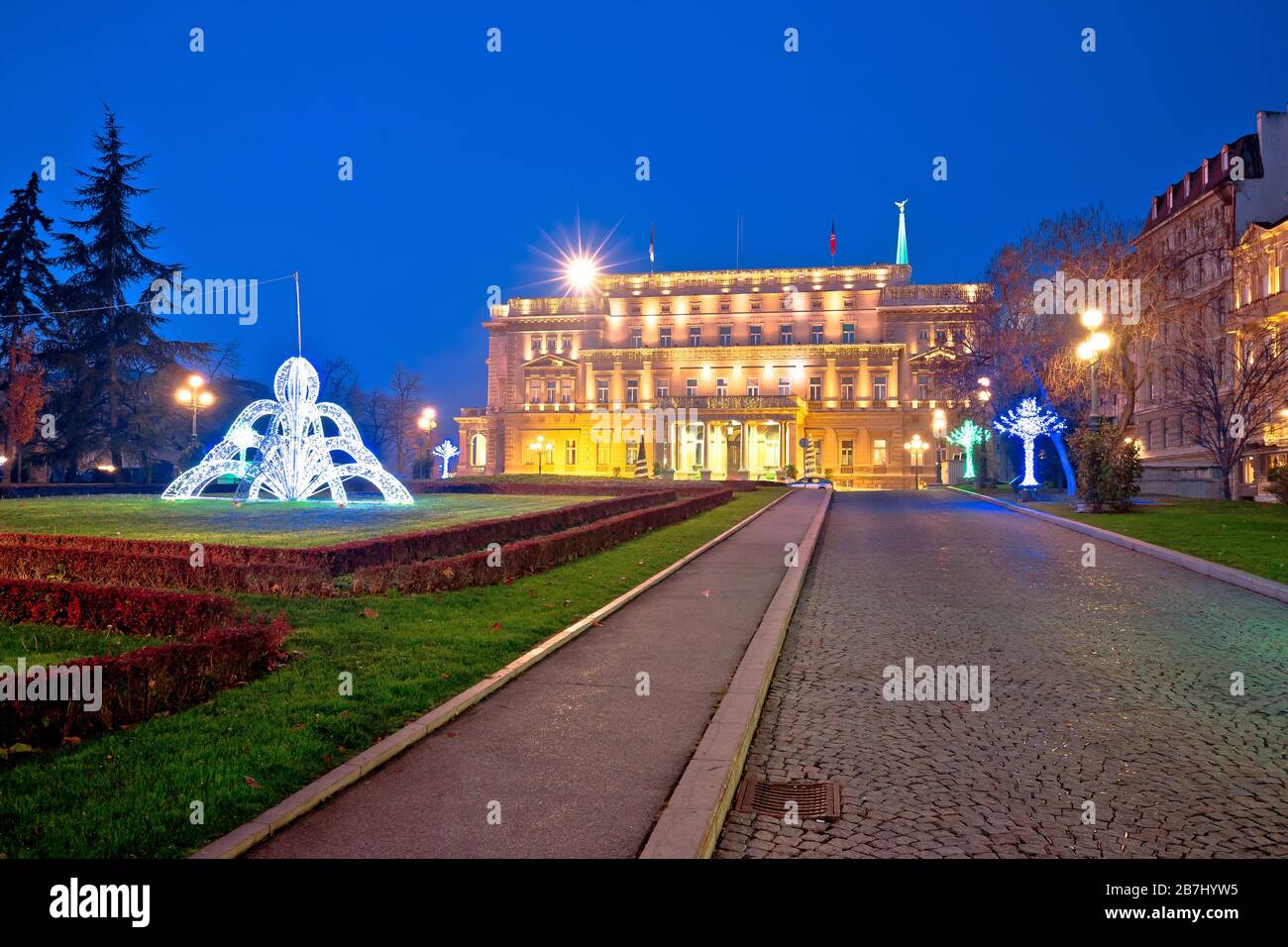 Colofrul Park und Belgrader alter Palast Abendblick, Hauptstadt Kroatiens Stockfoto