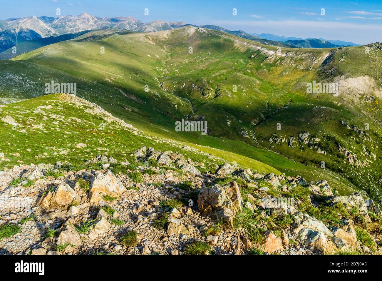 Blick auf das Pyrenäengebirge (Katalonien, Spanien). Stockfoto