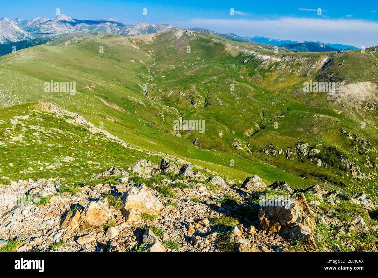Blick auf das Pyrenäengebirge (Katalonien, Spanien). Stockfoto