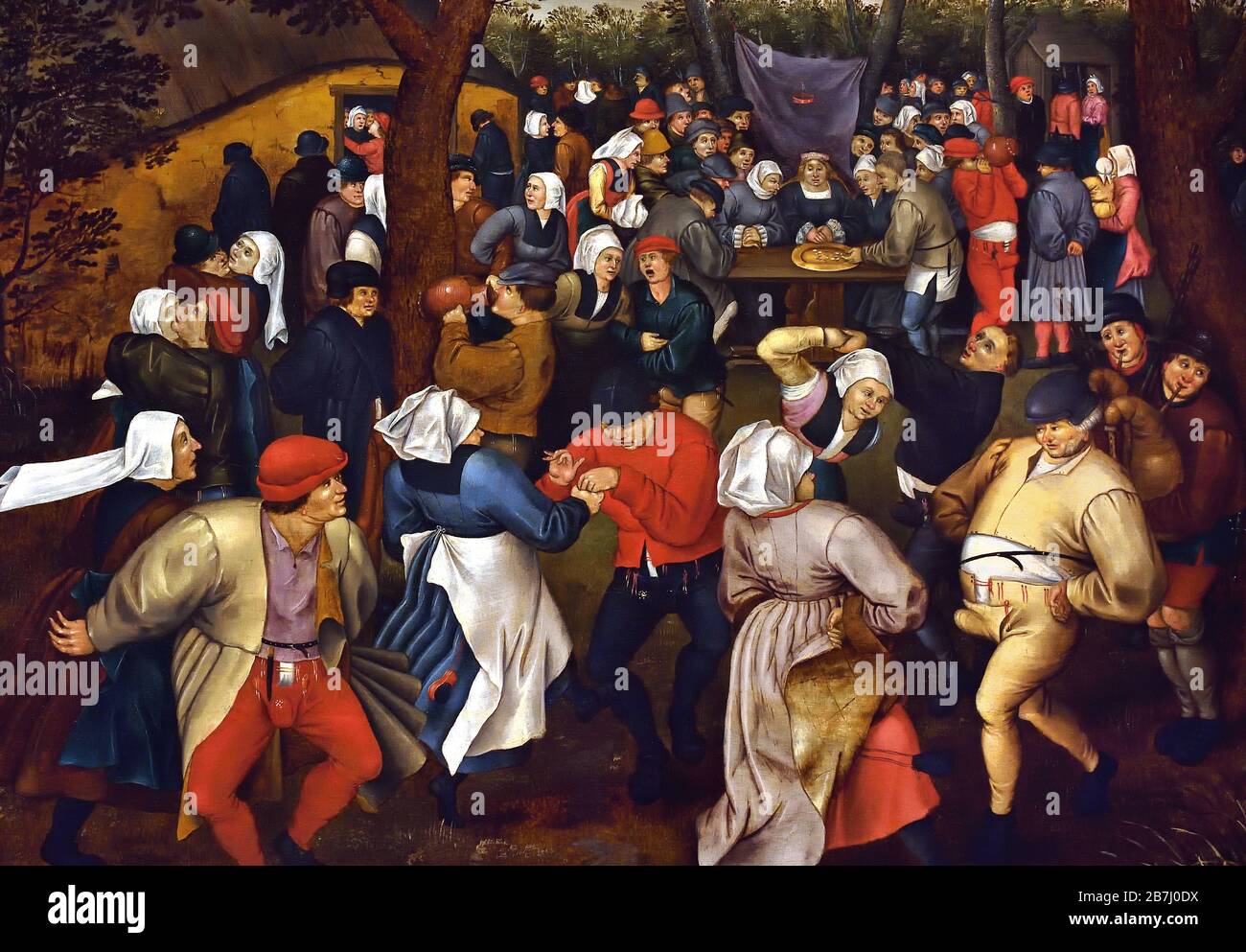 Der Hochzeitstanz im Freien von Pieter Brueghel, dem Jüngeren 1564-1637, der Familie Brueghel ( Bruegel oder Breughel ), flämischen Malern 16. Bis 17. Jahrhundert, Belgier, Belgien. Stockfoto