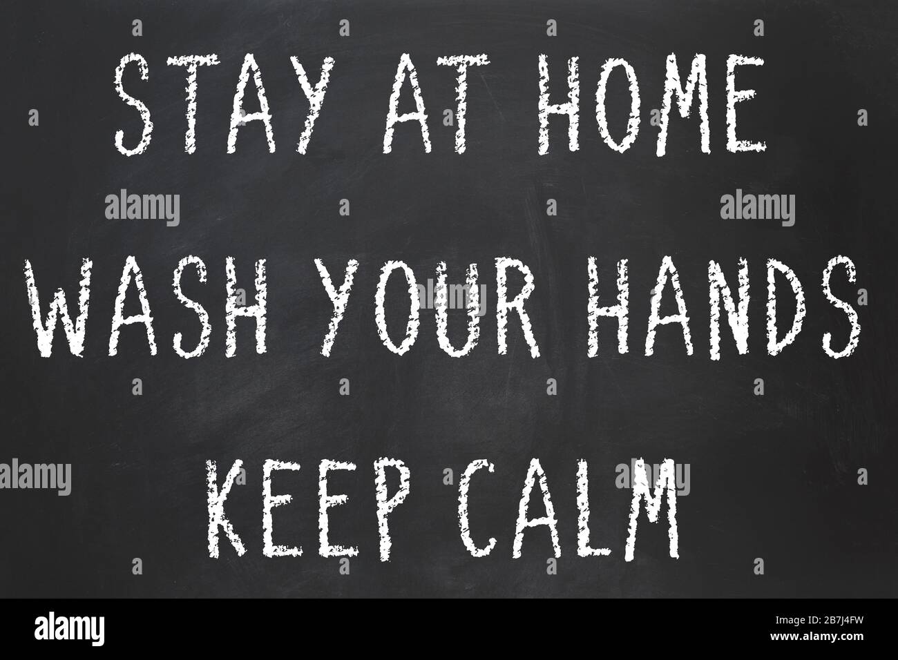 Verhaltensregeln für Corona-Virus-Pandemie oder Gesundheitsberatung - bleiben Sie zu Hause - waschen Sie sich die Hände - halten Sie sich ruhig Stockfoto