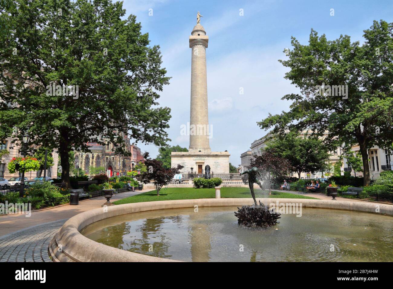 BALTIMORE, USA - 12. JUNI 2013: Mount Vernon Historic District in Baltimore. Baltimore ist mit 622.104 Peopl die größte Stadt im US-Bundesstaat Maryland Stockfoto