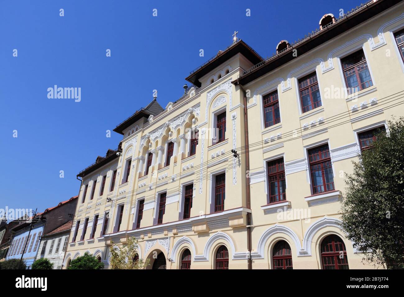 Stadt Sibiu in Rumänien. Fakultät für Theologie - Universität Sibiu. Stockfoto