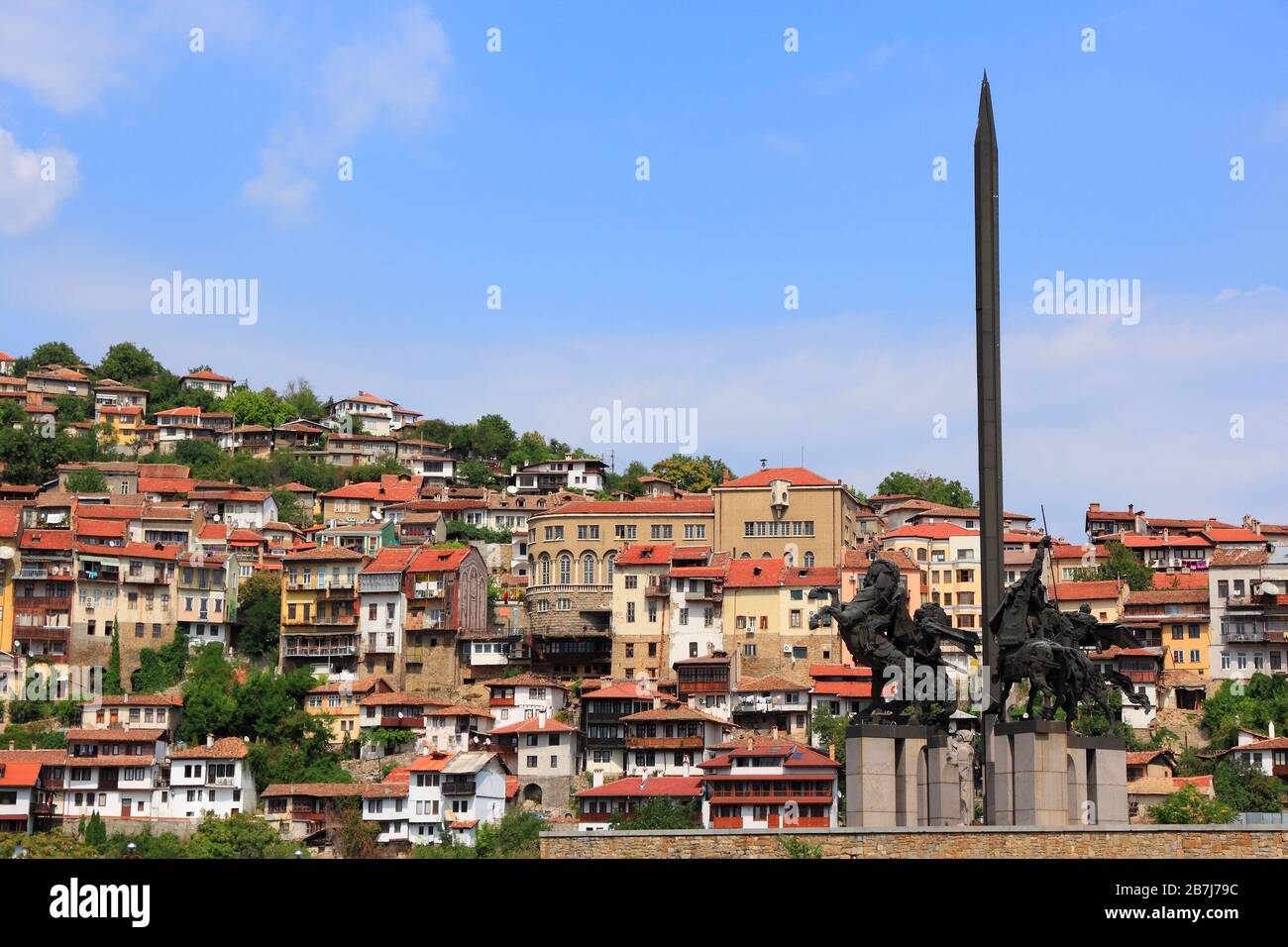 Veliko Tarnovo in Bulgarien. Alte Stadt auf drei Hügeln. Stockfoto