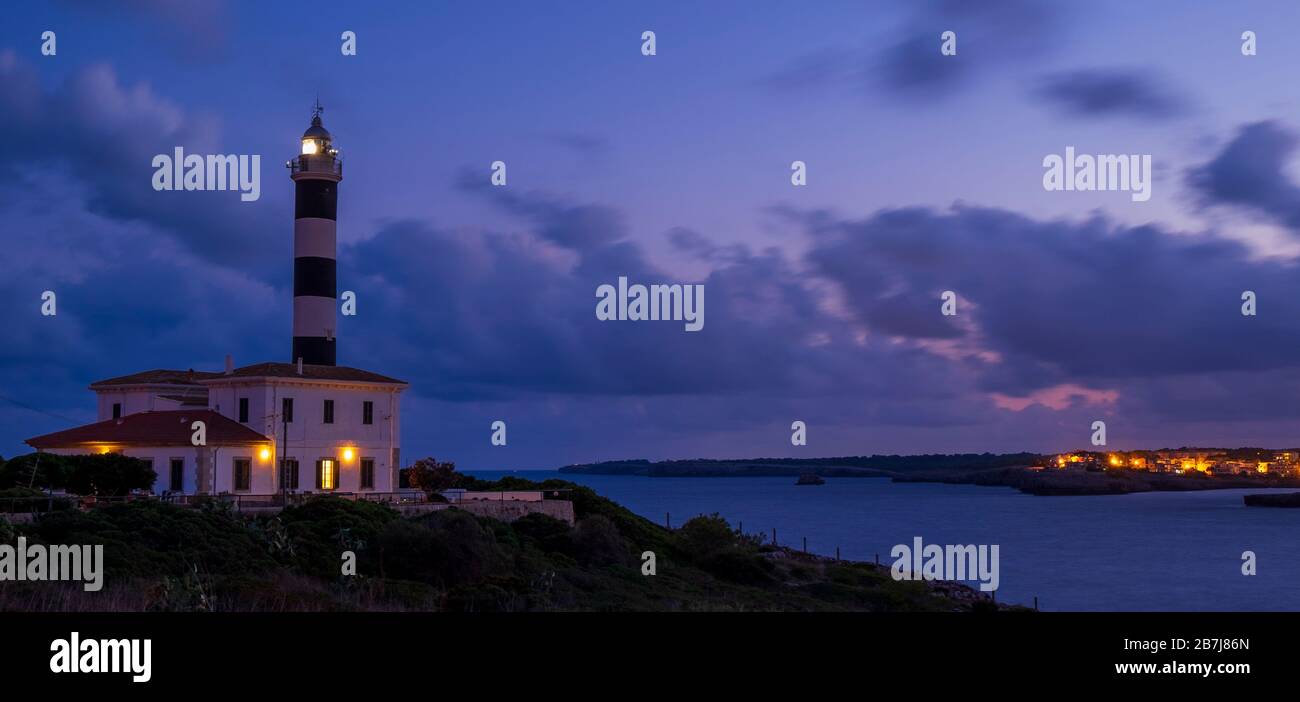 Leuchtturm Portcolom. Mallorca, Balearen.Spanien Stockfoto