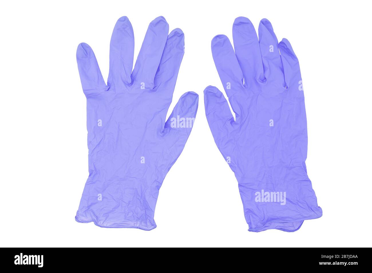 Blaue Handschuhe des Chirurgen isoliert auf weißem Hintergrund Stockfoto